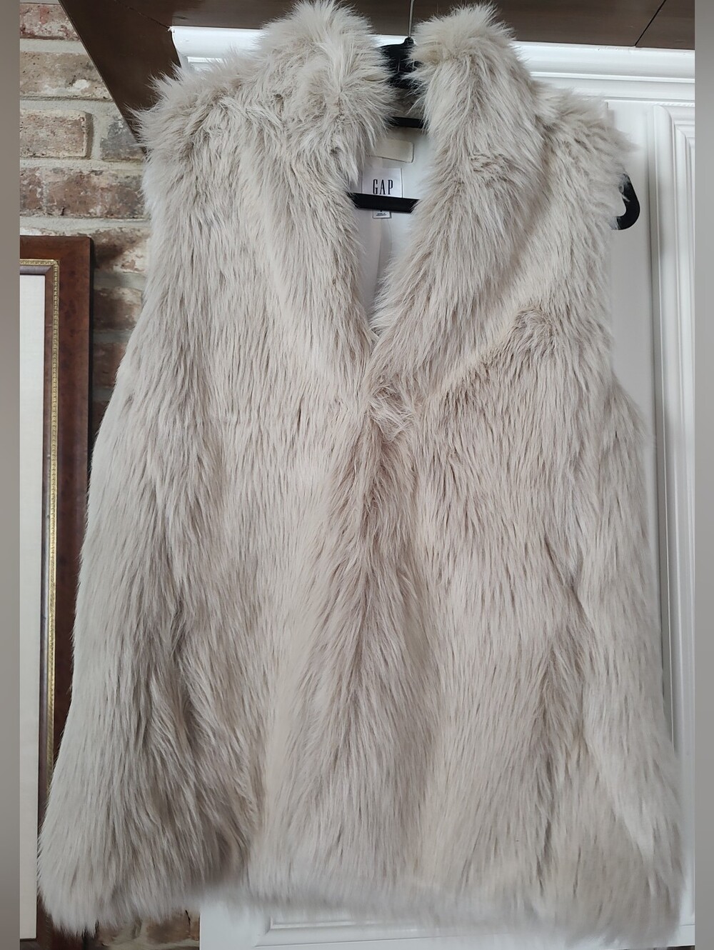 GAP Women's Faux Fur Vest - Light Beige Size S